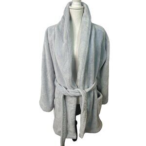 Victoria's Secret BLUE Short Cozy Plush‎ Heart Robe Size M/L